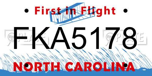 FKA5178 North Carolina License Plate