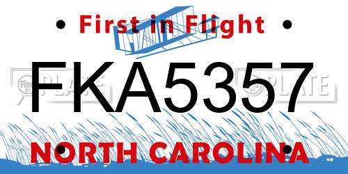 FKA5357 North Carolina License Plate