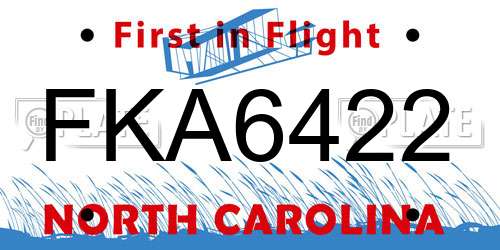 FKA6422 North Carolina License Plate