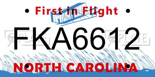 FKA6612 North Carolina License Plate