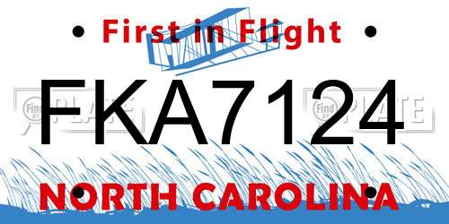 FKA7124 North Carolina License Plate