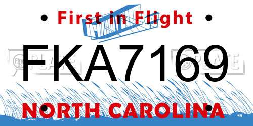 FKA7169 North Carolina License Plate