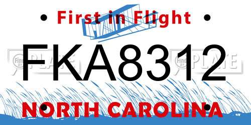 FKA8312 North Carolina License Plate