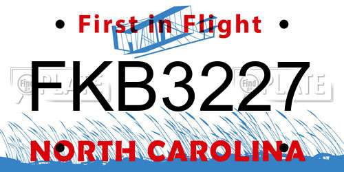FKB3227 North Carolina License Plate