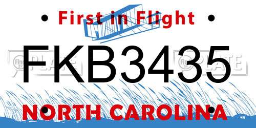 FKB3435 North Carolina License Plate