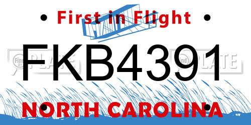 FKB4391 North Carolina License Plate