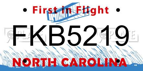 FKB5219 North Carolina License Plate