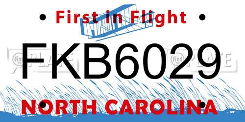 FKB6029 North Carolina License Plate