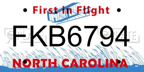FKB6794 North Carolina License Plate