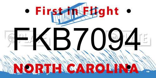 FKB7094 North Carolina License Plate