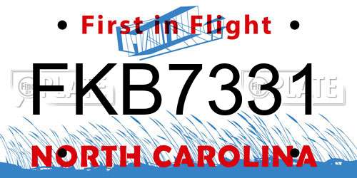 FKB7331 North Carolina License Plate