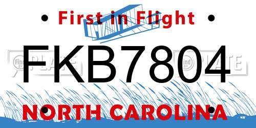 FKB7804 North Carolina License Plate