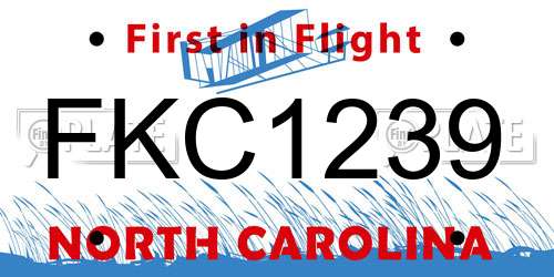 FKC1239 North Carolina License Plate