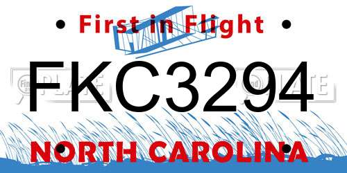 FKC3294 North Carolina License Plate