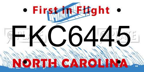 FKC6445 North Carolina License Plate