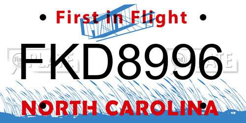 FKD8996 North Carolina License Plate