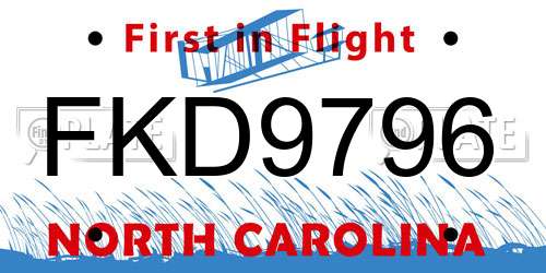 FKD9796 North Carolina License Plate