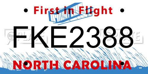 FKE2388 North Carolina License Plate