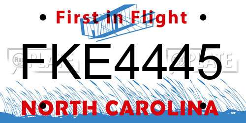 FKE4445 North Carolina License Plate