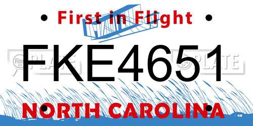 FKE4651 North Carolina License Plate