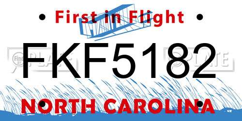 FKF5182 North Carolina License Plate