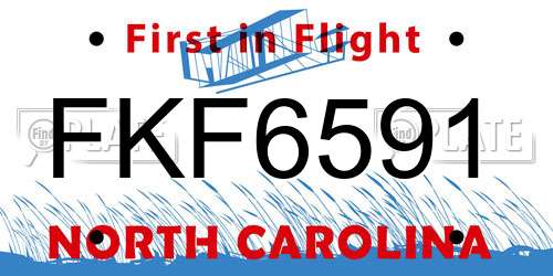 FKF6591 North Carolina License Plate