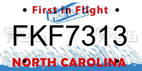 FKF7313 North Carolina License Plate