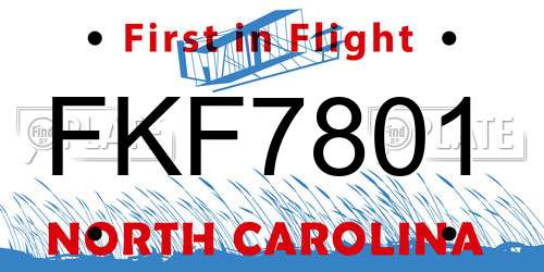 FKF7801 North Carolina License Plate