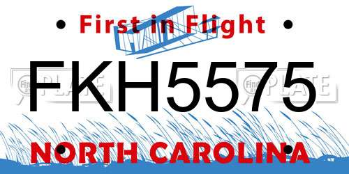 FKH5575 North Carolina License Plate