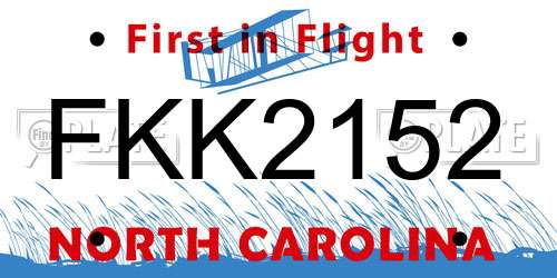 FKK2152 North Carolina License Plate