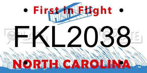 FKL2038 North Carolina License Plate