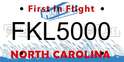 FKL5000 North Carolina License Plate
