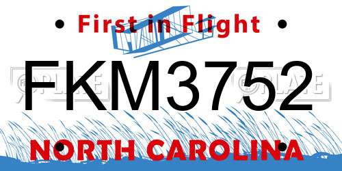 FKM3752 North Carolina License Plate
