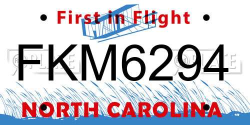 FKM6294 North Carolina License Plate