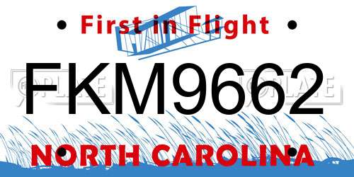 FKM9662 North Carolina License Plate