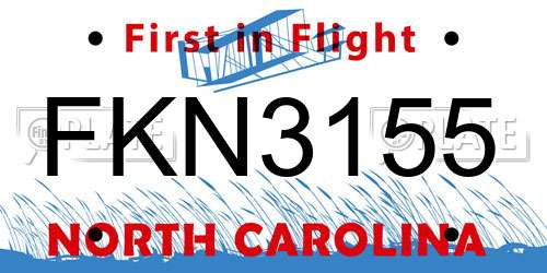 FKN3155 North Carolina License Plate