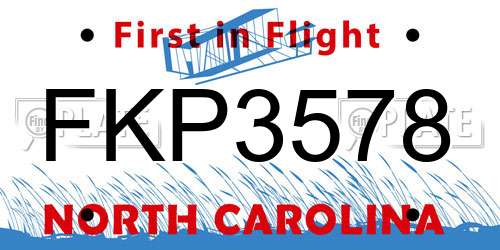 FKP3578 North Carolina License Plate