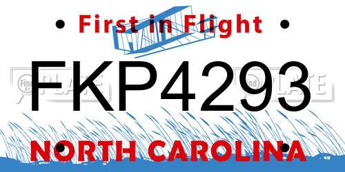 FKP4293 North Carolina License Plate