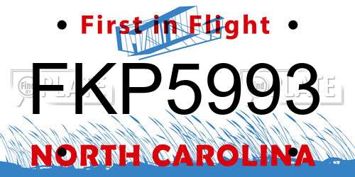 FKP5993 North Carolina License Plate