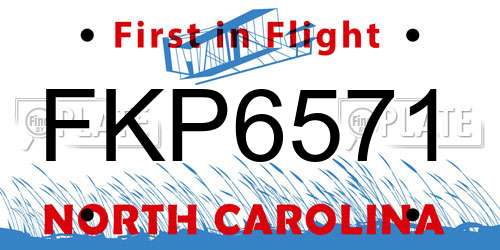 FKP6571 North Carolina License Plate
