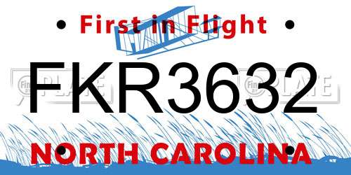 FKR3632 North Carolina License Plate