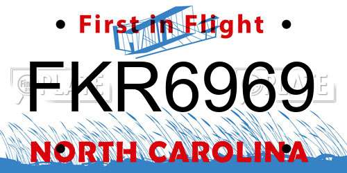 FKR6969 North Carolina License Plate