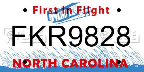 FKR9828 North Carolina License Plate