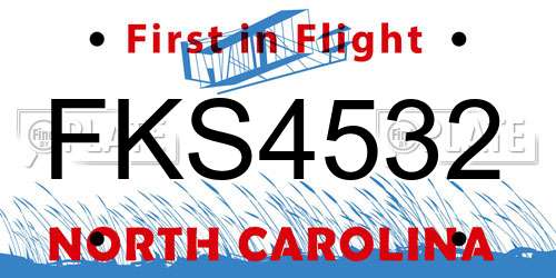 FKS4532 North Carolina License Plate