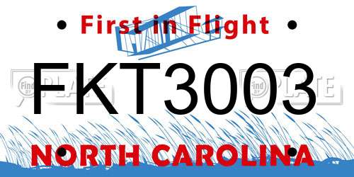 FKT3003 North Carolina License Plate