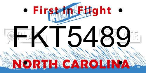 FKT5489 North Carolina License Plate