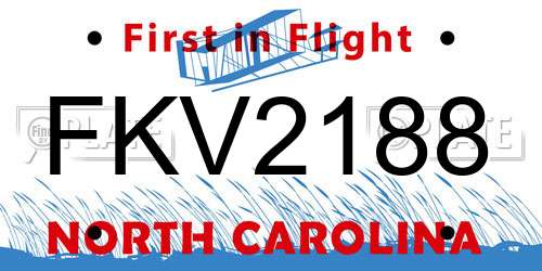 FKV2188 North Carolina License Plate