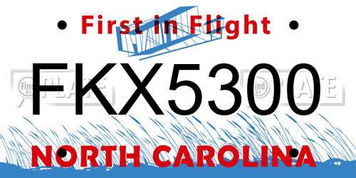 FKX5300 North Carolina License Plate