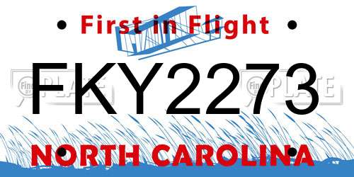 FKY2273 North Carolina License Plate