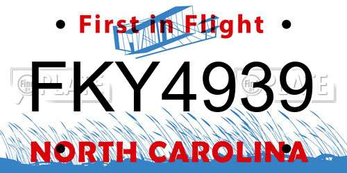 FKY4939 North Carolina License Plate